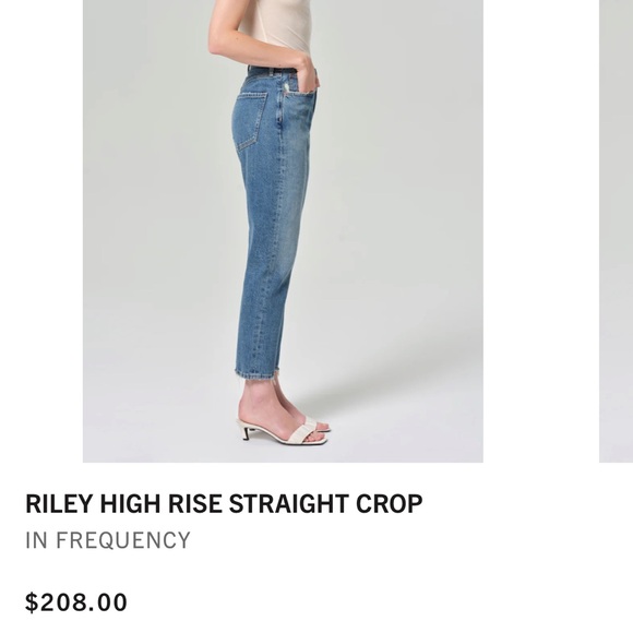 Agolde Riley High Rise Straight Crop Jeans - Blue - Picture 2 of 6